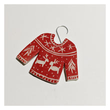Load image into Gallery viewer, Red Sweater Ornament - Deer
