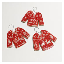 Load image into Gallery viewer, Red Sweater Ornament - Merry Xmas
